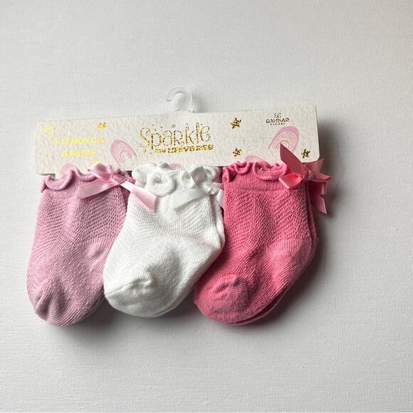 Sparkle My Universe Kids Bow Ankle Multi-pack Socks Sz 6-12 M Six Pairs - Picture 6 of 12